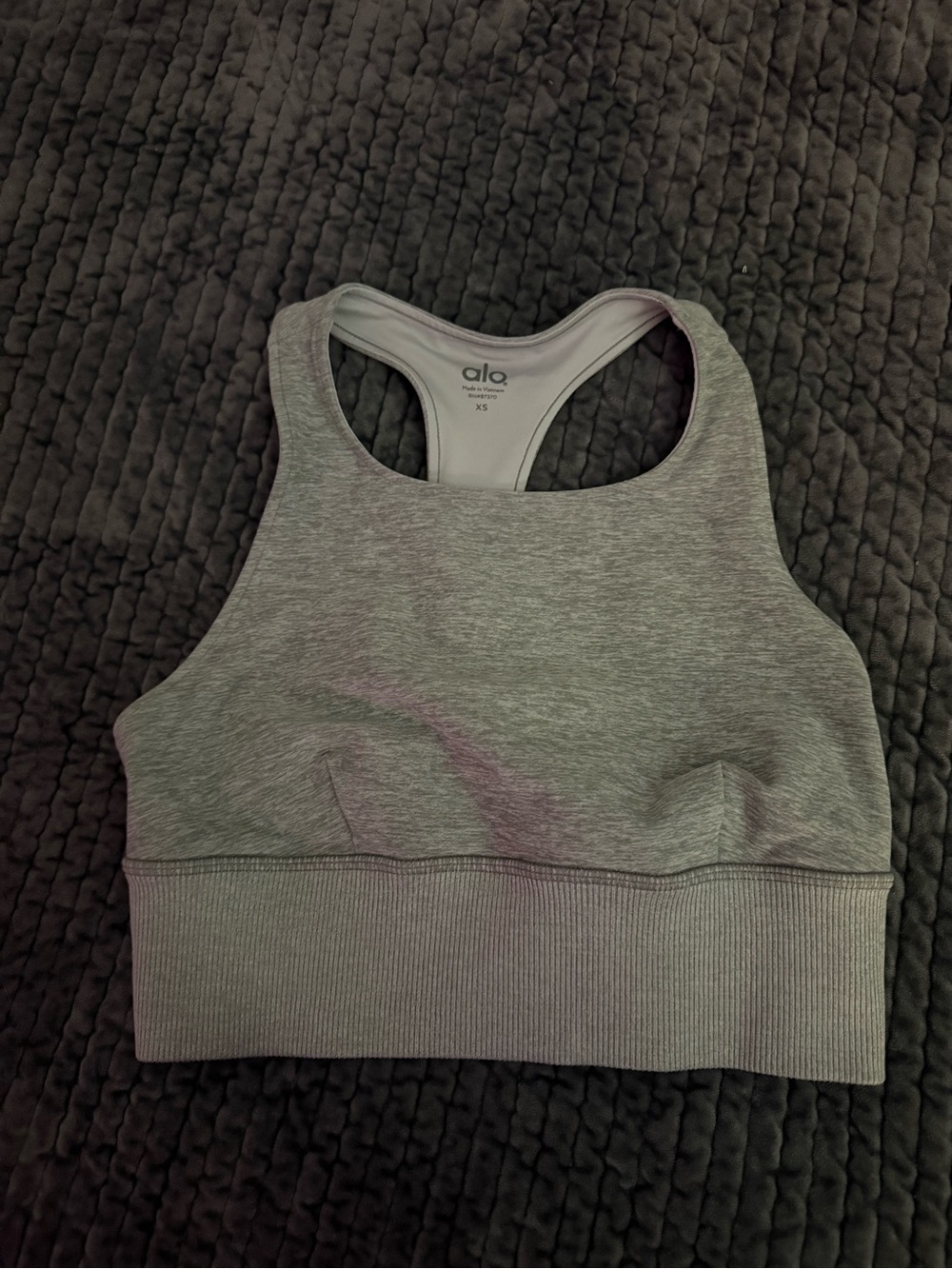 ALO Yoga Grey High-Neck Racerback Sports Bra XS